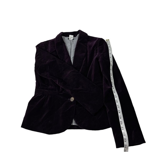 J Crew Purple 2 Button Velvet Blazer Sz 4 Jewel Tone 100% Cotton Lined Jacket - Picture 14 of 16